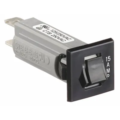 CARLING TECHNOLOGIES Pemutus Sirkuit Panel Mount: 15 A Amps, 125/250V AC, 50V DC, Snap-In Bezel - Rocker Style, Front Panel-Mount Miniature Circuit Breakers