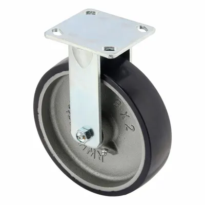 Roda Caster Pelat RWM: Kaku, Poliuretan, 8 in Dia Roda, 2 in Lebar Roda, 9 1/2 in Tinggi Pemasangan - Medium-Duty General-Purpose Kingpinless Plate Casters