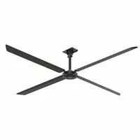 Industrial HVLS ceiling fan from the XP Series with a 14 ft blade diameter, delivering 85,466 cfm airflow. Operates on 120V AC single-phase power, draws 8.3 A, and features variable speed control. Suitable for large commercial and industrial spaces such as warehouses, distribution centers, and manufacturing plants. No light kit included