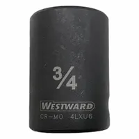 WESTWARD Impact Socket: 1/2 in Drive Size, SAE, 3/4 in Socket Size, 6-Point, Std, No Thin Wall