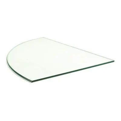 ECONOCO Kaca Seperempat Lingkaran Tempered: 3/16 in Tinggi Keseluruhan, 12 in Lebar Keseluruhan - Tempered Glass Panels for Compartmented Glass Shelving