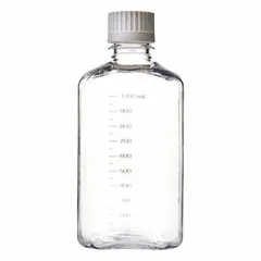 PETG Plastic Lab Media Bottle, 33.81 fl oz, Colorless, Graduated, Screw-On Closure
