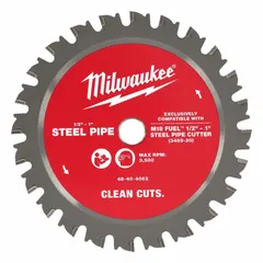 Replacement blade for cutting steel pipe in plumbing, construction, and maintenance applications. Dimensions: 0.39 in length, 6.2 in width, 7.87 in height.