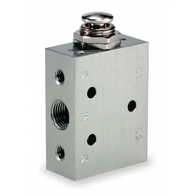 ARO Katup Kontrol Udara Manual: MaxAir, Empat-Arah / Dua-Posisi, Tombol, Abu-abu - ARO MaxAir Series Manual Air Control Valves