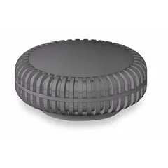 Knurled knob with threaded hole, plastic body with steel thread insert. #10-24 thread size, 0.75 in diameter. Used for manual adjustment, clamping, or positioning on machinery and equipment.
