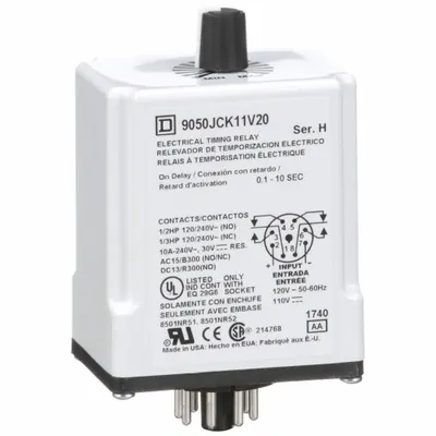 SCHNEIDER Relai Tunda Waktu Fungsi Tunggal: Dipasang di Soket, 110V AC, 10 A - Socket-Mounted Relays