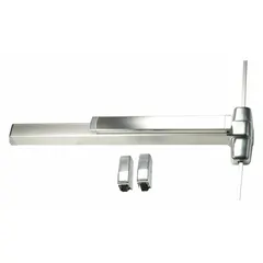 Surface vertical rod exit device with touchbar style, finished in chrome. Designed for doors up to 4 ft wide. ADA compliant for accessible egress in commercial applications.