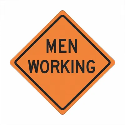 EASTERN METAL SIGNS AND SAFETY Roll Up Traffic Sign: 48 in x 48 in Nominal Sign Size, Vinyl, 0.015 in - Men Working Signs