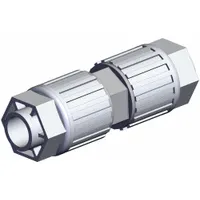 The SMC LQ3U4A is a PFA compression tube fitting with compression x compression ends, designed for 1/2 in OD tubing. It is part of the LQ3 series and complies with RoHS_6 and RoHS_10 standards. This fitting is used in fluid systems requiring chemical resistance and cleanliness