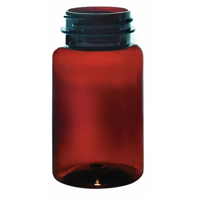 Botol Kemasan QORPAK: PET, 250 mL, 8,5 fl oz, Amber, 45-400 mm, Tanpa Tutup, Tanpa Tutup - PET Wide Mouth Round Lab Bottles