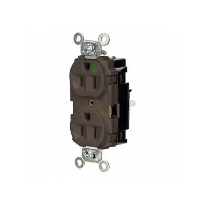 HUBBELL Stopkontak: Kelas Rumah Sakit, Dupleks, 5-15R, Coklat, 125V AC, 15 A - General Purpose Receptacles