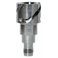 This adapter connects gravity spray gun cups to the StartingLine Touch-Up Gun (model COMM-HS1-12). It is used in industrial finishing applications for applying paints, coatings, or other fluids. The adapter enables quick cup changes and secure attachment during spraying operations.