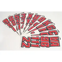 Letter and Number Label Set: Gen Identification, 2 in Character Ht, Proprietary, Black/Red, Vinyl (MPN GREBLK500)