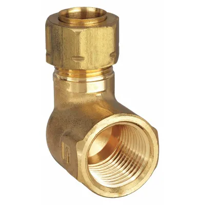PARKER Siku Fitting Kompresi: 1/2 in OD x 1/2 in Ukuran Fitting Pipa, Kompresi x FNPTF - Self-Aligning Brass Compression Fittings