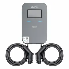 This Level 2 electric vehicle charging station from LEVITON features two charging ports and 4G connectivity for automatic operation. It accepts 208/240V AC input and includes a pre-attached input cable. Suitable for wall or pedestal mounting in commercial or multi-unit residential settings, it enables simultaneous charging of two vehicles.