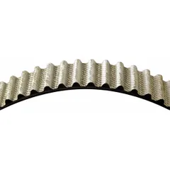 Timing belt and metric V-belt with 1,391 mm effective length. Features fiberglass reinforcing cord for strength and dimensional stability. Used in automotive engine timing drive systems to synchronize camshaft and crankshaft rotation.