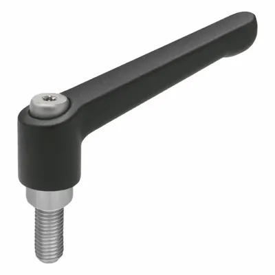 JW WINCO Gagang yang Dapat Disesuaikan; Tuas yang Dapat Disesuaikan: Seng dengan Ulir SS, Ulir M8 - Teardrop-Style Adjustable Handles with Threaded Stud