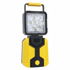 LED vehicle floodlight with magnetic mount for surface mounting on garbage trucks and tow trucks. Provides portable, hands-free illumination for service and maintenance tasks in fleet vehicle applications.