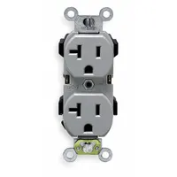 LEVITON Receptacle: Duplex, 5-20, Gray, 125V AC, 20 A, 2 Pole / 3 Wire (MPN CR20-GY)