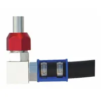 This 90-degree line-to-hose connector provides a secure, angled connection between rigid air lines and flexible hoses. It is used in pneumatic systems on trucks, trailers, and industrial vehicles to route air supply in confined spaces