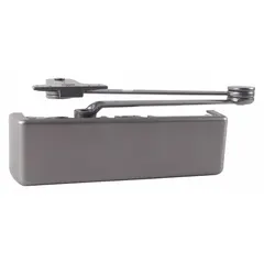 This LCN Grade 1 heavy duty door closer features a parallel arm mounting configuration, suitable for interior or exterior applications where narrow-frame or flush-panel doors require controlled closing. Constructed of aluminum with an adjustable spring size 6, it is non-hold open and ADA compliant. Dimensions: 12 1/4 in length by 2 1/4 in width.