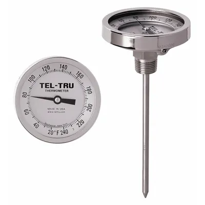 TEL-TRU Termometer Dial: 150°F hingga 750°F, Akurasi +/- 1%, Panjang Batang 12 in - General Purpose Dial Pocket Thermometers