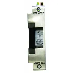 This electric strike is designed for use with both cylindrical and mortise locksets, enabling remote door release in access control systems. Constructed with a stainless steel faceplate, it measures 6 inches in height and operates on 24V input voltage. Rated as heavy duty (Performance Duty Rating 1), it is suited for demanding commercial applications requiring secure and reliable operation.