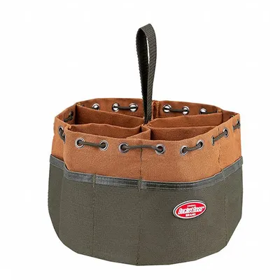 BUCKET BOSS Tas Ember: 10 in L x 6 1/2 in T x 10 in P, Coklat, Kanvas, 19 Kantong - Canvas Bucket Bags