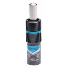 Gas spring providing 150 lbf force with 295 mm extended length and M16 rod thread. End fittings not included, allowing custom mounting. Used for controlled lifting, counterbalancing, or damping in industrial equipment such as machine guards, hatches, and covers.