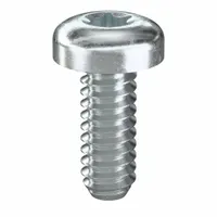 Pan head machine screw with #10-24 thread, 1/2 in length, made of steel with zinc plating. Features a Torx®/Star drive size T25. Supplied in a 100-piece pack. Used for fastening components in industrial assemblies, machinery, and equipment where tamper resistance is required