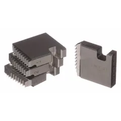 This replacement pipe die is used for cutting NPT threads on 1-1/4 in stainless steel pipe. It is a right-hand die designed for use with Ridgid handheld threading heads, suitable for plumbing, piping, and industrial maintenance applications.