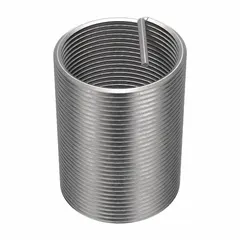 Free-running tanged helical insert made from 18-8 stainless steel. Thread size 1 3/8"-6, right-hand orientation. Used to repair or reinforce tapped threads in metal components such as engine blocks, industrial machinery, and hydraulic systems.