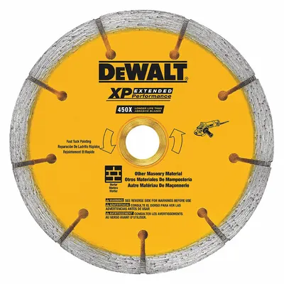 DEWALT Mata Gergaji Berlian: 6 in Diameter Bilah, 7/8 in Ukuran Lubang, Kering, Untuk Gerinda Sudut - Tile-Cutting Blades