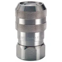 PARKER FET Series hydraulic quick-connect coupling body with 1"-11-1/2 FNPT thread, constructed from 316 stainless steel. Features an ethylene propylene seal for compatibility with water-based fluids and corrosive environments. Suitable for high-pressure fluid transfer in industrial hydraulic systems