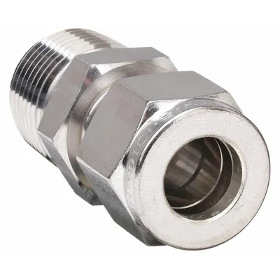 PARKER Adaptor Fitting Kompresi: 1/4 in OD x 1/4 in Ukuran Fitting Pipa - Double-Ferrule Stainless Steel Fittings