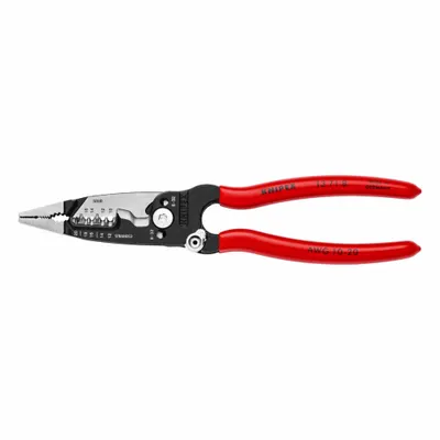 Pengupas Kabel Multifungsi KNIPEX: Panjang Keseluruhan 8 in, Tonjolan Pemandu/Pemotong Sekrup - Multifunction Wire Strippers