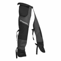 HUSQVARNA Chainsaw Chaps: Polyester, 32 in Overall Lg, Black/Grey, Open Back Chap, Waist (MPN 587160701)
