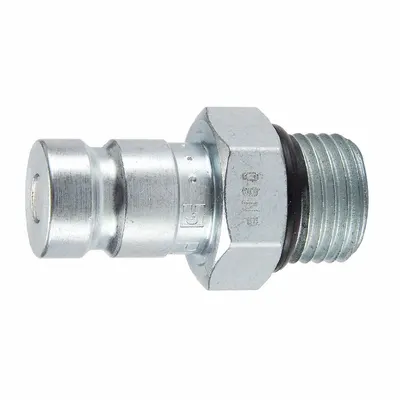 Nipel PARKER: 1/8 in, Ukuran Ulir 9/16"-18, UNF Jantan, UNF, Baja - PD Series Hydraulic Quick-Connect Coupling Plugs