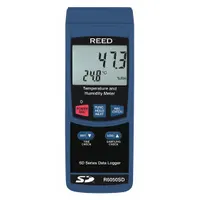 REED INSTRUMENTS Temperature Humidity Meter: Cabled, 7 in x 2.7 in x 1.9 in, 32°F to 122°F (MPN R6050SD)