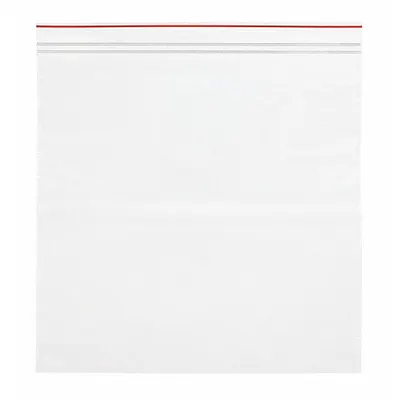 MINIGRIP RED LINE Kantung Dapat Ditutup Kembali: Tebal 4 mil, Lebar 12 in, Panjang 12 in, Tanpa Lubang Gantung - Single-Zip Reclosable Poly Bags