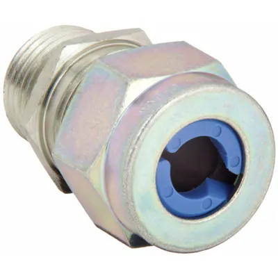 HUBBELL WIRING DEVICE-KELLEMS Konektor Kabel Kedap Cair: Baja, 1/2 in MNPT, 0.38 in hingga 0.50 in, Perak - Straight Metallic Cable Grips