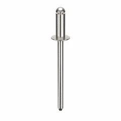 Domed-head blind rivet for one-sided fastening applications. 0.153" diameter, 1 11/16" overall length, 13/32" body length. Inch-based. Supplied in a 500-piece pack.