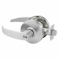 This SARGENT 10X LINE privacy lever lockset features a satin chromium-plated finish and is ADA compliant. Designed for interior doors requiring privacy, such as bathrooms or bedrooms, it allows locking from the inside. Suitable for commercial or institutional facilities