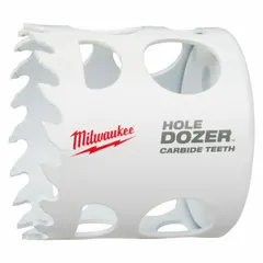 Carbide tipped hole saw for cutting wood, metal, and plastic. Features 4 teeth per inch and a 1-5/8 in maximum cutting depth. Arbor connection is 5/8-18. Arbor not included.