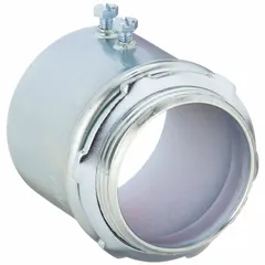 Steel set screw conduit connector with a 3 in trade size and 3 17/32 in overall length. Non-insulated, gray finish, not rain-tight. Used to connect electrical conduit to boxes or enclosures in dry indoor locations.