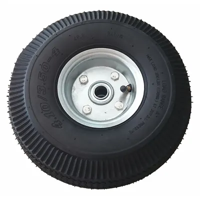 Roda Pneumatik Dayton: Tinggi Keseluruhan 10 in, 10 in T x 3 1/2 in L, Panjang Keseluruhan 10 in - Hand Truck Wheels, Bearings, Brakes & Axles