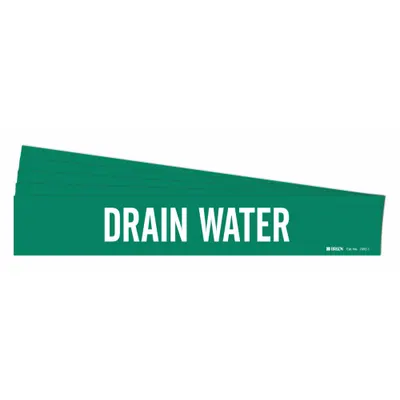 BRADY Penanda Pipa: Air Buangan, Hijau, Putih, Cocok untuk Diameter Luar Pipa 2 1/2 hingga 7 7/8 in - Drain Water Adhesive Pipe Markers
