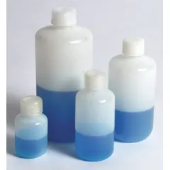 HDPE Narrow Mouth Round Lab Bottle, 4 fl oz (125 mL), Colorless, 24-415 mm Screw Closure