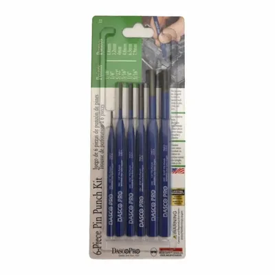DASCO PRO Pin Punch: 1/4 in_1/8 in_1/16 in_3/16 in_5/16 in_5/32 in Dia Ujung - Pin Loosening Punch Sets