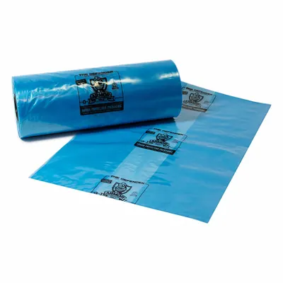 ARMOR POLY Kantong Poli Terbuka: Tebal 4 mil, Lebar 43 in, Panjang 70 in, Biru, Gulungan - VCI Open-Ended Poly Bags